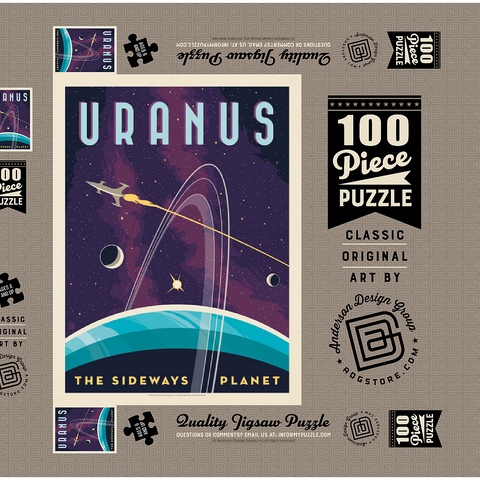 Uranus: The Sideways Planet, Vintage Poster 100 Puzzle Schachtel 3D Modell