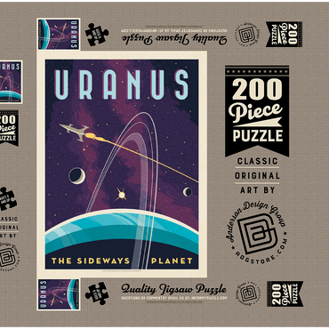 Uranus: The Sideways Planet, Vintage Poster 200 Puzzle Schachtel 3D Modell