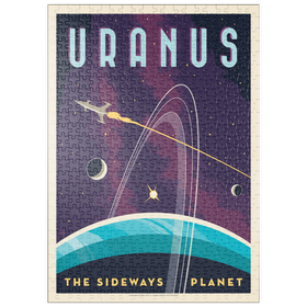 Darstellung des Puzzle Motivs Uranus: Der schräge Planet, Vintage Poster - Puzzleteile: 500