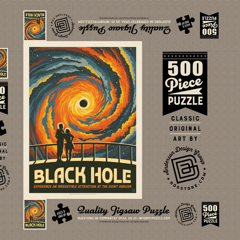 Black Hole: An Irresistible Attraction, Vintage Poster 500 Puzzle Schachtel 3D Modell