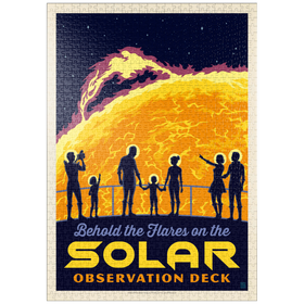 Darstellung des Puzzle Motivs Sonneneruption, Vintage Poster - Puzzleteile: 1000