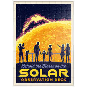 Darstellung des Puzzle Motivs Sonneneruption, Vintage Poster - Puzzleteile: 100