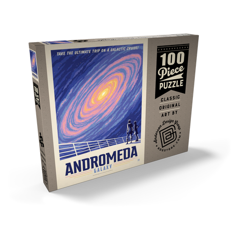 Andromeda Galaxy Tour, Vintage Poster 100 Puzzle Schachtel Ansicht2