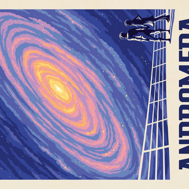 Andromeda Galaxy Tour, Vintage Poster 100 Puzzle 3D Modell