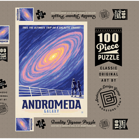 Andromeda Galaxy Tour, Vintage Poster 100 Puzzle Schachtel 3D Modell