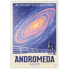 Darstellung des Puzzle Motivs Andromeda-Galaxie-Tour, Vintage Poster - Puzzleteile: 200