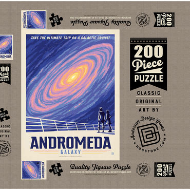 Andromeda Galaxy Tour, Vintage Poster 200 Puzzle Schachtel 3D Modell