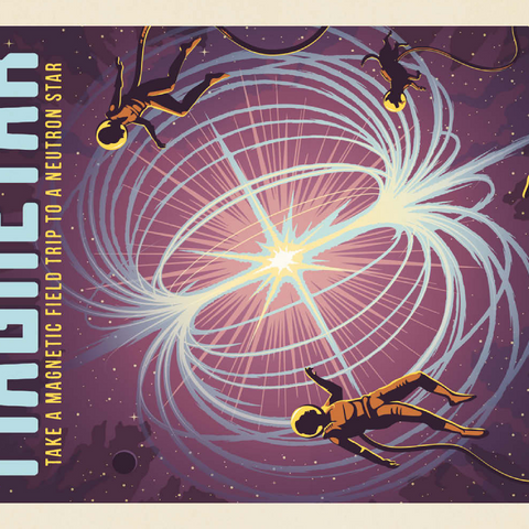 Magnetar: Neutron Star, Vintage Poster 100 Puzzle 3D Modell