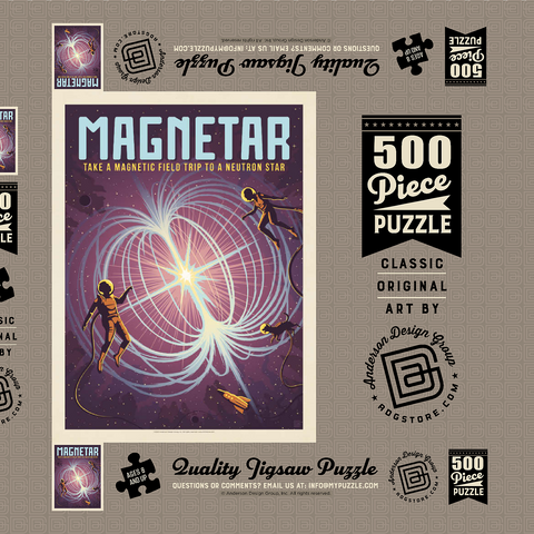 Magnetar: Neutron Star, Vintage Poster 500 Puzzle Schachtel 3D Modell