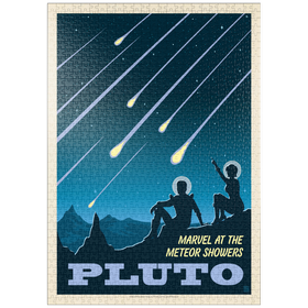Darstellung des Puzzle Motivs Pluto: Meteoritenschauer, Vintage Poster - Puzzleteile: 1000