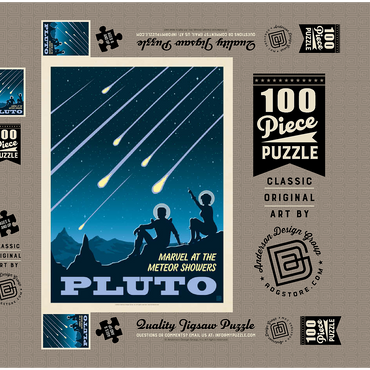 Pluto: Meteor Showers, Vintage Poster 100 Puzzle Schachtel 3D Modell
