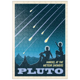 Darstellung des Puzzle Motivs Pluto: Meteoritenschauer, Vintage Poster - Puzzleteile: 200