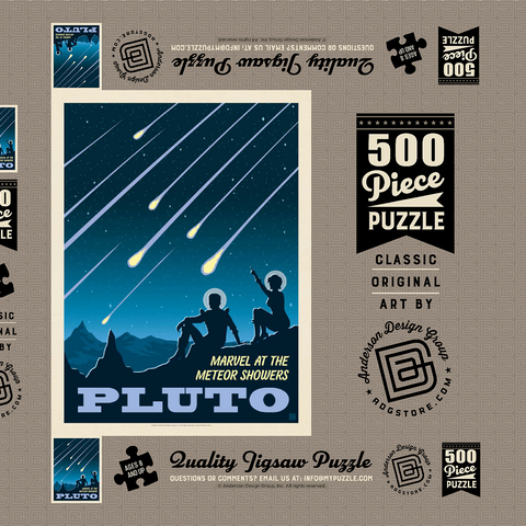 Pluto: Meteor Showers, Vintage Poster 500 Puzzle Schachtel 3D Modell