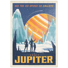 Darstellung des Puzzle Motivs Jupiter: Eisspitzen von Kallisto, Vintage Poster - Puzzleteile: 100