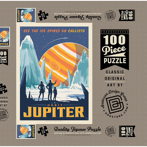 Jupiter: Ice Spires Of Callisto, Vintage Poster 100 Puzzle Schachtel 3D Modell