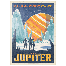 Darstellung des Puzzle Motivs Jupiter: Eisspitzen von Kallisto, Vintage Poster - Puzzleteile: 200