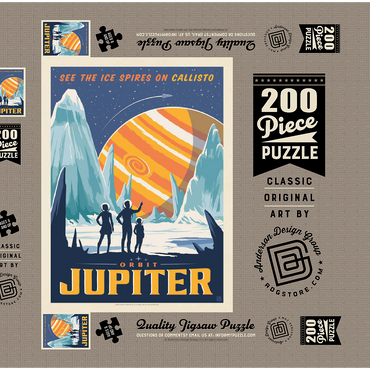Jupiter: Ice Spires Of Callisto, Vintage Poster 200 Puzzle Schachtel 3D Modell
