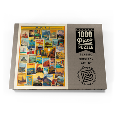 World Travel: Collage Print, Vintage Poster 1000 Puzzle Schachtel Ansicht3