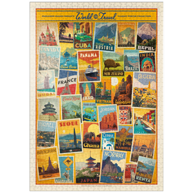 Darstellung des Puzzle-Motivs World Travel: Collage Print, Vintage Poster – Puzzleteile: 1000