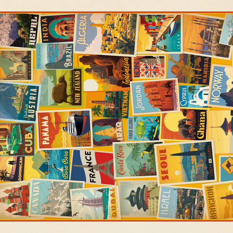 World Travel: Collage Print, Vintage Poster 1000 Puzzle 3D Modell
