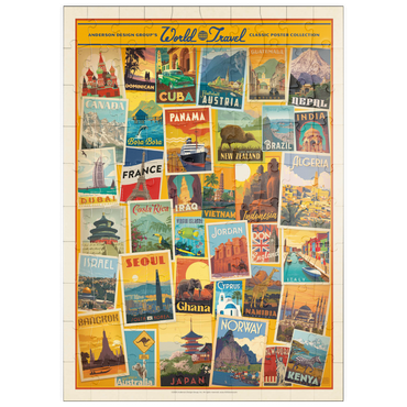 puzzleplate World Travel: Collage Print, Vintage Poster 100 Puzzle