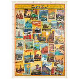 Darstellung des Puzzle Motivs World Travel: Collage Print, Vintage Poster - Puzzleteile: 100