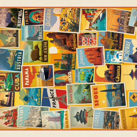 World Travel: Collage Print, Vintage Poster 200 Puzzle 3D Modell