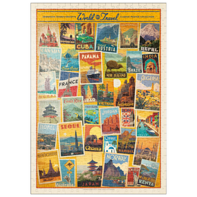 Darstellung des Puzzle-Motivs World Travel: Collage Print, Vintage Poster – Puzzleteile: 500