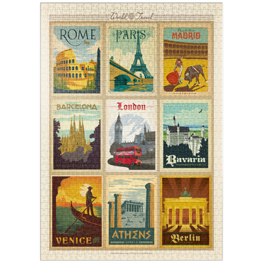 puzzleplate World Travel: Multi-Image Print - Edition 1, Vintage Poster 1000 Puzzle