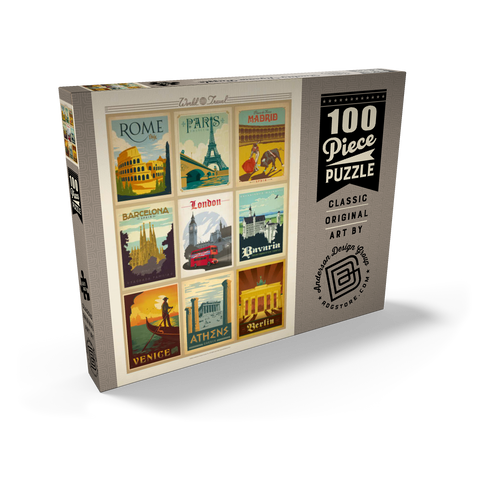 World Travel: Multi-Image Print - Edition 1, Vintage Poster 100 Puzzle Schachtel Ansicht2