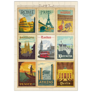 puzzleplate World Travel: Multi-Image Print - Edition 1, Vintage Poster 100 Puzzle