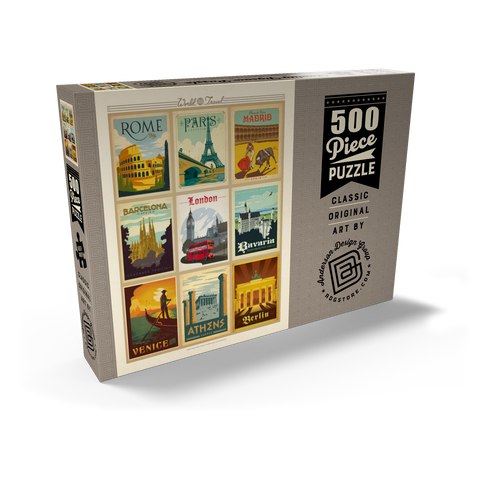 World Travel: Multi-Image Print - Edition 1, Vintage Poster 500 Puzzle Schachtel Ansicht2