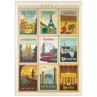 puzzleplate World Travel: Multi-Image Print - Edition 1, Vintage Poster 500 Puzzle