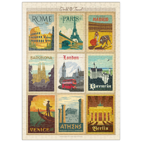 puzzleplate World Travel: Multi-Image Print - Edition 1, Vintage Poster 500 Puzzle