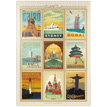 puzzleplate World Travel: Multi-Image Print - Edition 2, Vintage Poster 1000 Puzzle