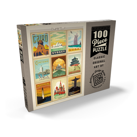 World Travel: Multi-Image Print - Edition 2, Vintage Poster 100 Puzzle Schachtel Ansicht2