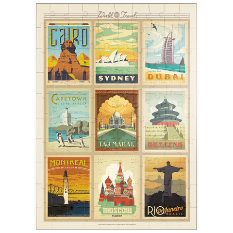 puzzleplate World Travel: Multi-Image Print - Edition 2, Vintage Poster 100 Puzzle
