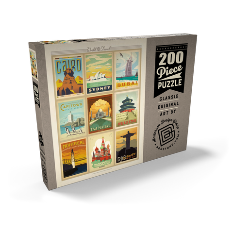 World Travel: Multi-Image Print - Edition 2, Vintage Poster 200 Puzzle Schachtel Ansicht2