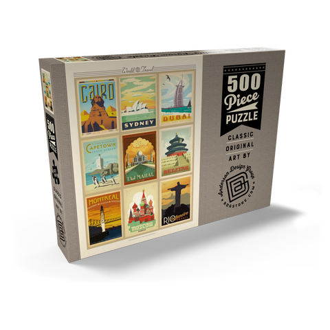 World Travel: Multi-Image Print - Edition 2, Vintage Poster 500 Puzzle Schachtel Ansicht2