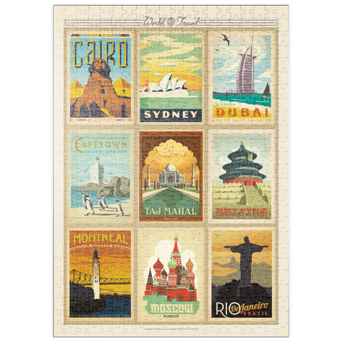 puzzleplate World Travel: Multi-Image Print - Edition 2, Vintage Poster 500 Puzzle