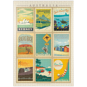 Darstellung des Puzzle-Motivs Australia: Multi-Image Print, Vintage Poster – Puzzleteile: 1000