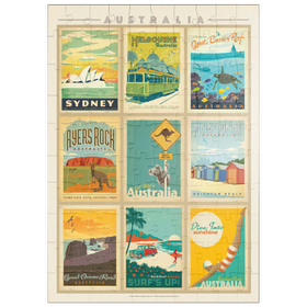 Darstellung des Puzzle-Motivs Australia: Multi-Image Print, Vintage Poster – Puzzleteile: 100