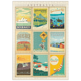 Darstellung des Puzzle Motivs Australia: Multi-Image Print, Vintage Poster - Puzzleteile: 500