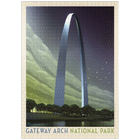 puzzleplate Gateway Arch National Park: Evening Glow, Vintage Poster 1000 Puzzle