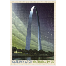 Darstellung des Puzzle Motivs Gateway Arch National Park: Evening Glow, Vintage Poster - Puzzleteile: 1000