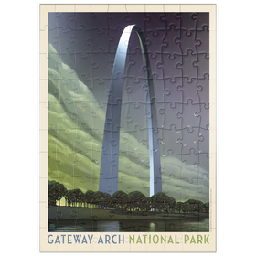 Darstellung des Puzzle Motivs Gateway Arch National Park: Evening Glow, Vintage Poster - Puzzleteile: 100