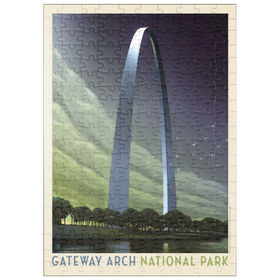 Darstellung des Puzzle Motivs Gateway Arch National Park: Evening Glow, Vintage Poster - Puzzleteile: 200