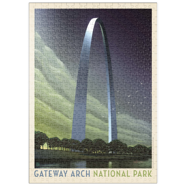 puzzleplate Gateway Arch National Park: Evening Glow, Vintage Poster 500 Puzzle