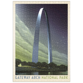 Darstellung des Puzzle Motivs Gateway Arch National Park: Evening Glow, Vintage Poster - Puzzleteile: 500