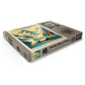 Darstellung des Puzzle Motivs Glacier Bay National Park: Gliding Orcas, Vintage Poster - Puzzleteile: 100